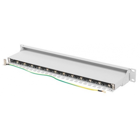 Lanberg PPS7-1024-S - Patch panel - rack mountable - CAT 7 - STP - RJ-45 X 24 - grey, RAL 7035 - 1U - 19" - 4