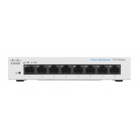 Cisco Business 110 Series 110-8T-D - Switch - unmanaged - 8 x 10 / 100 / 1000 - desktop, rack-mountable, wall-mountable - DC power - 7
