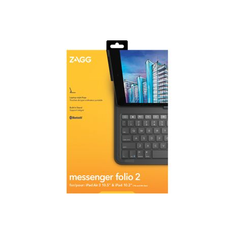ZAGG Messenger Folio 2 - Keyboard and folio case - Bluetooth - Nordic - charcoal keyboard, charcoal case - for Apple 10.2-inch iPad (7th generation, 8th generation); 10.5-inch iPad Air (3rd generation) - 5