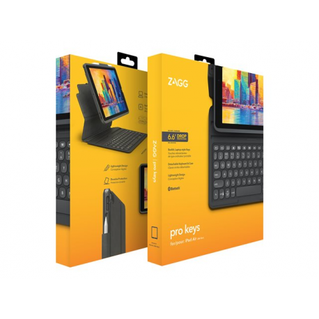 ZAGG Pro Keys - Keyboard and folio case - backlit - Bluetooth - Nordic - black / grey keyboard, black / grey case - for Apple 10.9-inch iPad Air (4th generation) - 17