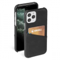 Krusell CardCover - Back cover for mobile phone - handmade leather - vintage black - slim design - for Apple iPhone 12 mini