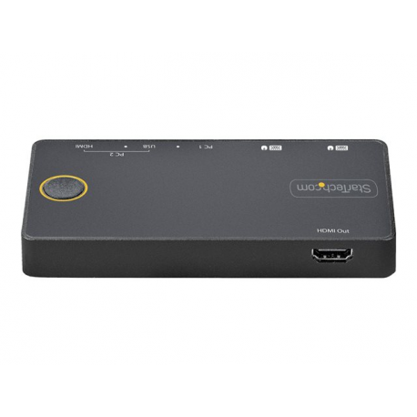 StarTech.com 2 Port Hybrid USB-A + HDMI & USB-C KVM Switch, Single 4K 60Hz HDMI 2.0 Monitor, Compact Desktop and / or Laptop HDMI KVM Switch, USB Bus Powered, Thunderbolt 3 Compatible - 2 Port HDMI KVM Switch (SV221HUC4K) - KVM  /  audio switch - 2 x KVM  /  audio - desktop - 3