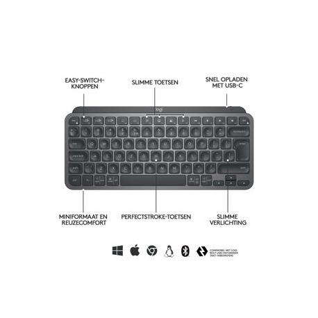 Logitech MX Keys Mini - Keyboard - backlit - Bluetooth - AZERTY - French - graphite - 5
