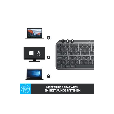 Logitech MX Keys Mini - Keyboard - backlit - Bluetooth - AZERTY - French - graphite - 6