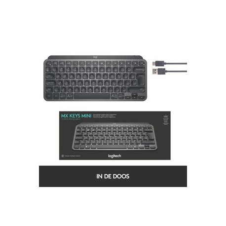 Logitech MX Keys Mini - Keyboard - backlit - Bluetooth - AZERTY - French - graphite - 9