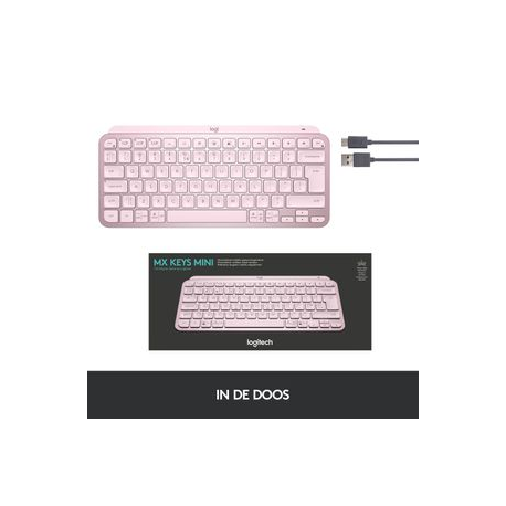 Logitech MX Keys Mini - Keyboard - backlit - Bluetooth - QWERTY - US - rose - 9
