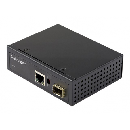 StarTech.com Industrial Fiber to Ethernet Media Converter - 1Gbps SFP to RJ45 / Cat6 - Singlemode / Multimode Optical Fiber to Copper Gigabit Network - 12-56V DC - IP-30 / -40 to +75C - Fibre media converter - GigE - 1000Base-SX, 1000Base-T - RJ-45 / SFP (mini-GBIC) - 1