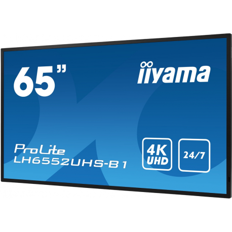 iiyama ProLite LH6552UHS-B1 - 65" Diagonal Class (64.5" viewable) LED-backlit LCD display - digital signage - Android - 4K UHD (2160p) 3840 x 2160 - matte black - 1