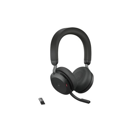 Jabra Evolve2 75 - Headset - on-ear - Bluetooth - wireless, wired - active noise cancelling - USB-A - noise isolating - black - Certified for Microsoft Teams - 2