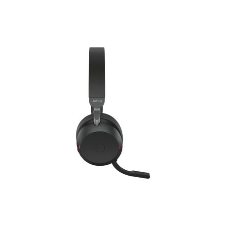 Jabra Evolve2 75 - Headset - on-ear - Bluetooth - wireless, wired - active noise cancelling - USB-A - noise isolating - black - with charging stand - Optimised for UC - 1