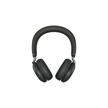 Jabra Evolve2 75 - Headset - on-ear - Bluetooth - wireless, wired - active noise cancelling - USB-A - noise isolating - black - with charging stand - Certified for Microsoft Teams - 0