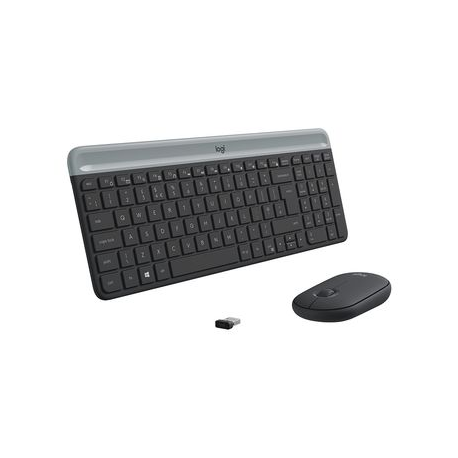 Logitech Slim Wireless Combo MK470 - Keyboard and mouse set - wireless - 2.4 GHz - QWERTZ - German - graphite - 3