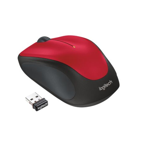 Logitech M235 - 2nd Generation - mouse - right and left-handed - optical - wireless - 2.4 GHz - USB wireless receiver - red - 1