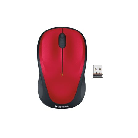Logitech M235 - 2nd Generation - mouse - right and left-handed - optical - wireless - 2.4 GHz - USB wireless receiver - red - 2