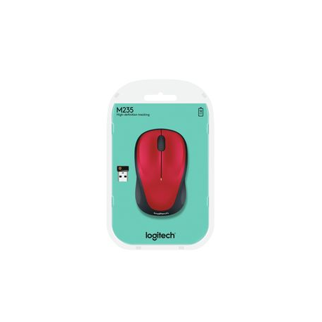 Logitech M235 - 2nd Generation - mouse - right and left-handed - optical - wireless - 2.4 GHz - USB wireless receiver - red - 4