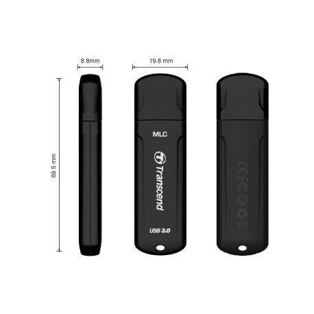 Transcend JetFlash Endurance Series 750 - USB flash drive - 32 GB - USB 3.0 - piano black - 1