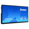 iiyama ProLite TE7504MIS-B2AG - 75" Diagonal Class (75" viewable) LED-backlit LCD display - interactive digital signage - with built-in media player and touchscreen (multi touch) - Android - 4K UHD (2160p) 3840 x 2160 - black, matte