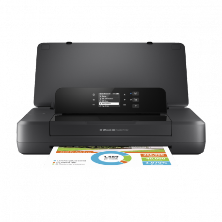 HP Officejet 200 Mobile Printer - Printer - colour - ink-jet - A4/Legal - 1200 x 1200 dpi - up to 20 ppm (mono) / up to 19 ppm (colour) - capacity: 50 sheets - USB 2.0, USB host, Wi-Fi - 12