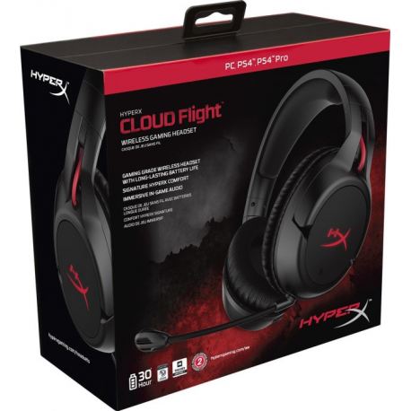 HyperX Cloud Flight - Headset - full size - 2.4 GHz - wireless - black, red - for Sony PlayStation 4, Sony PlayStation 5 - 6