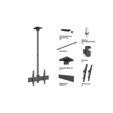 Multibrackets M Pro MBC1U - Mounting kit (ceiling mount) - for LCD display - aluminium, steel - black - screen size: 40"-65" - ceiling mountable - 7