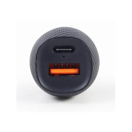 Gembird - Car power adapter - 18 Watt - 3 A - PD, QC 3.0 - 2 output connectors (USB, USB-C) - black - 1