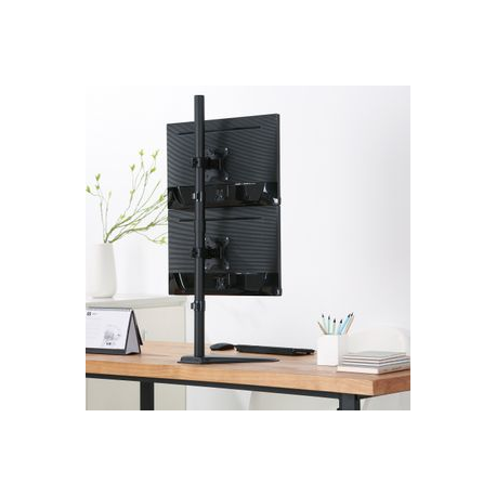 V7 DS1FSDS - Mounting kit (VESA plate, stacking desk stand) - for 2 LCD displays - steel - black - screen size: 10"-27" - 8