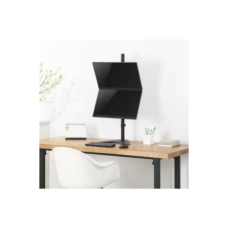 V7 DS1FSDS - Mounting kit (VESA plate, stacking desk stand) - for 2 LCD displays - steel - black - screen size: 10"-27" - 9