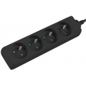 Lanberg - Power strip - 2500 Watt - input: IEC 60320 C14 - output connectors: 4 (4 x CEE 7 / 5) - 1 m cord - black