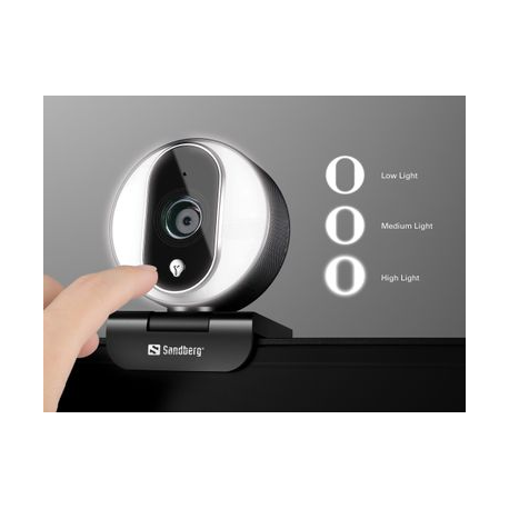 Sandberg Streamer USB Webcam Pro - Live streaming camera - colour - 2 MP - 1920 x 1080 - 720p, 1080p - audio - USB 2.0 - H.264 - 4