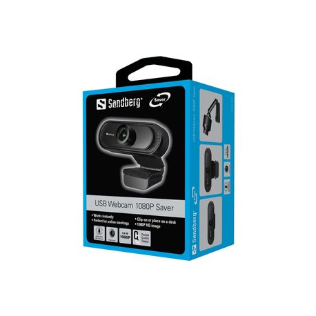 Sandberg Saver - Webcam - colour - 2 MP - 1920 x 1080 - 1080p - audio - USB 2.0 - 4