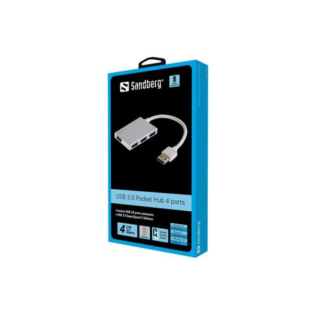 Sandberg USB 3.0 Pocket Hub - Hub - 4 x SuperSpeed USB 3.0 - desktop - 1