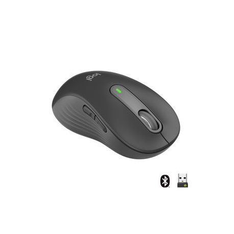 Logitech Signature M650 L - Mouse - large size - left-handed - optical - 5 buttons - wireless - Bluetooth, 2.4 GHz - Logitech Logi Bolt USB receiver - graphite - 0