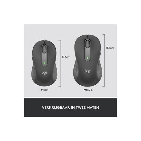 Logitech Signature M650 for Business - Mouse - optical - 5 buttons - wireless - Bluetooth, 2.4 GHz - Logitech Logi Bolt USB receiver - graphite - 7