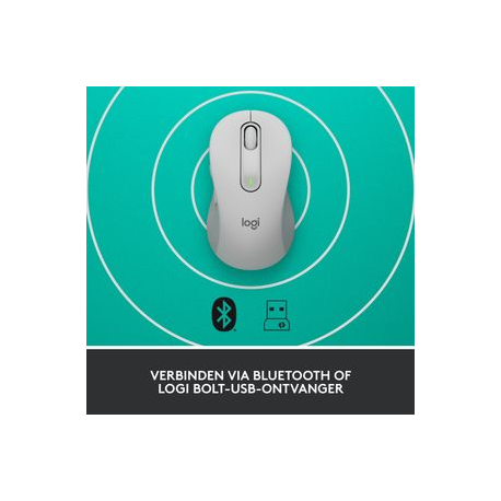 Logitech Signature M650 - Mouse - optical - 5 buttons - wireless - Bluetooth, 2.4 GHz - Logitech Logi Bolt USB receiver - off-white - 10