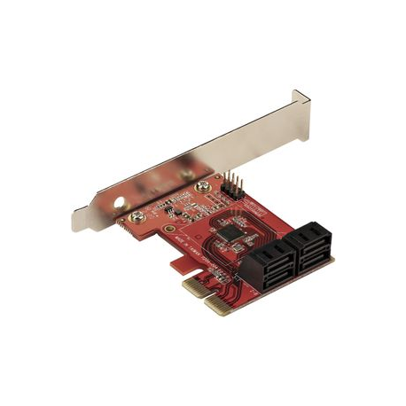 StarTech.com 2 Port PCIe SATA Expansion Card - 6Gbps - Full/Low Profile - PCI Express to SATA Adapter/Controller - ASM1062R SATA RAID - PCIe to SATA Converter - Storage controller - SATA 6Gb/s low profile - 600 MBps - RAID 0, 1, JBOD - PCIe 2.0 x2 - red - 1