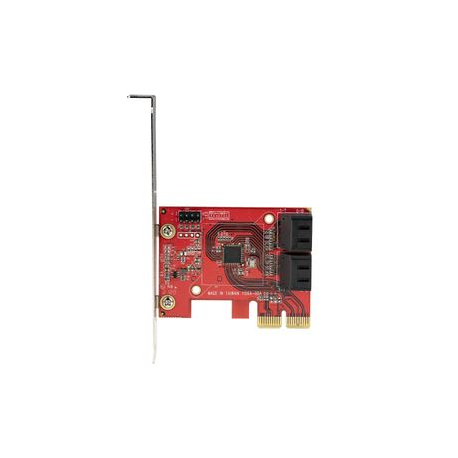 StarTech.com 2 Port PCIe SATA Expansion Card - 6Gbps - Full/Low Profile - PCI Express to SATA Adapter/Controller - ASM1062R SATA RAID - PCIe to SATA Converter - Storage controller - SATA 6Gb/s low profile - 600 MBps - RAID 0, 1, JBOD - PCIe 2.0 x2 - red - 5