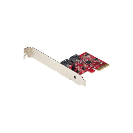 StarTech.com 2 Port PCIe SATA Expansion Card - 6Gbps - Full / Low Profile - PCI Express to SATA Adapter / Controller - ASM1062R SATA RAID - PCIe to SATA Converter - Storage controller - SATA 6Gb / s - low profile - RAID 0, 1, JBOD - PCIe 2.0 x2 - red - 0