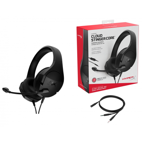 HyperX Cloud Stinger Core - Gaming - Headset - full size - wired - 3.5 mm jack - black - for Victus by HP Laptop 15, 16; Laptop 14, 15, 17; Pavilion x360 Laptop; Pro 290 G9 - 6