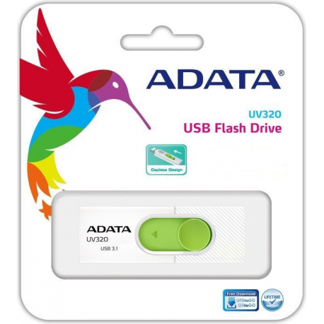 ADATA UV320 - USB flash drive - 128 GB - USB 3.1 - white/green - 1