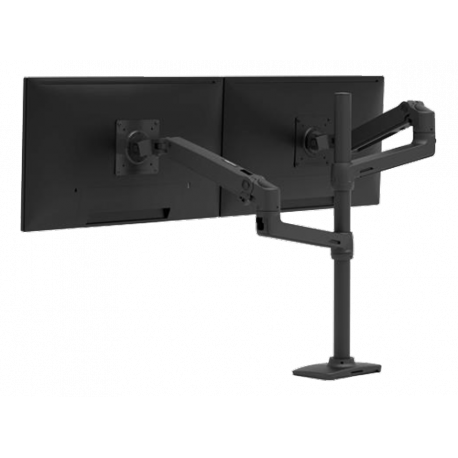 Ergotron LX Dual Stacking Arm Tall Pole - Mounting kit (2 articulating arms, 2 extension brackets, grommet plate, mounting hardware, desk clamp base, 2 pole collars, 23" pole) - for 2 LCD displays - matte black - screen size: up to 40" - desk-mountable - 0
