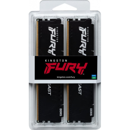 Kingston FURY Beast - DDR5 - sada - 16 GB: 2 x 8 GB - DIMM 288-pin - 5200 MHz  /  PC5-41600 - CL38 - 1.25 V - bez vyrovnávací paměti - on-die ECC - 6