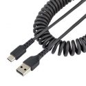 StarTech.com 1m USB A to C Charging Cable, Coiled Heavy Duty Fast Charge & Sync, High Quality USB 2.0 A to USB Type-C Cable, Rugged Aramid Fiber, Durable Male to Male USB Cable - USB cable - USB (M) to USB-C (M) - USB 2.0 - 3 A - 1 m - coiled - black