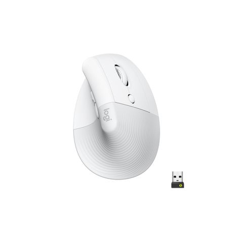 Logitech Lift Vertical Ergonomic Mouse - Vertical mouse - ergonomic - optical - 6 buttons - wireless - Bluetooth, 2.4 GHz - Logitech Logi Bolt USB receiver - off-white - 0