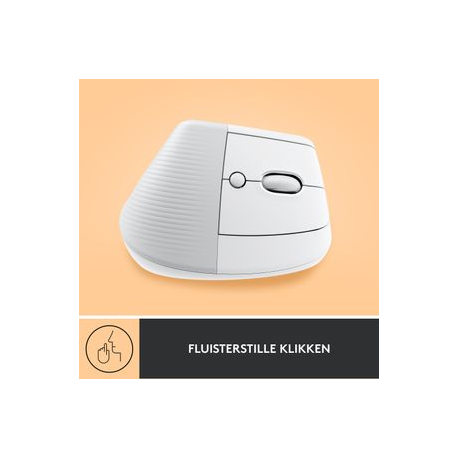 Logitech Lift Vertical Ergonomic Mouse - Vertical mouse - ergonomic - optical - 6 buttons - wireless - Bluetooth, 2.4 GHz - Logitech Logi Bolt USB receiver - off-white - 4