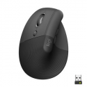 Logitech Lift Vertical Ergonomic Mouse - Vertical mouse - ergonomic - left-handed - optical - 6 buttons - wireless - Bluetooth, 2.4 GHz - Logitech Logi Bolt USB receiver - graphite