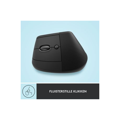 Logitech Lift Vertical Ergonomic Mouse - Vertical mouse - ergonomic - left-handed - optical - 6 buttons - wireless - Bluetooth, 2.4 GHz - Logitech Logi Bolt USB receiver - graphite - 4