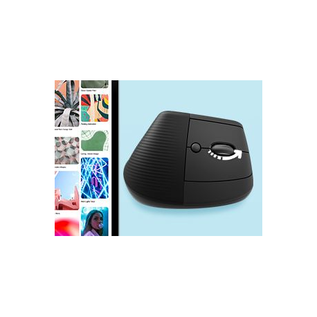 Logitech Lift Vertical Ergonomic Mouse - Vertical mouse - ergonomic - left-handed - optical - 6 buttons - wireless - Bluetooth, 2.4 GHz - Logitech Logi Bolt USB receiver - graphite - 17
