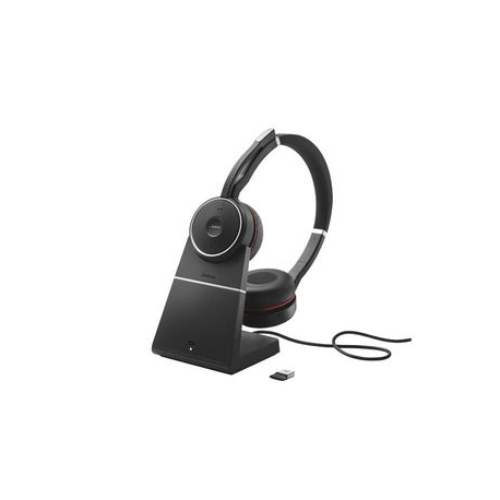 Jabra Evolve 75 SE UC Stereo - Headset - on-ear - Bluetooth - wireless - active noise cancelling - USB - with charging stand - Zoom Certified - for LINK 380a MS - 0