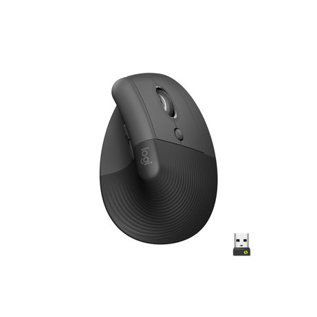 Logitech Lift Vertical Ergonomic Mouse - Vertical mouse - ergonomic - optical - 6 buttons - wireless - Bluetooth, 2.4 GHz - Logitech Logi Bolt USB receiver - graphite - 0