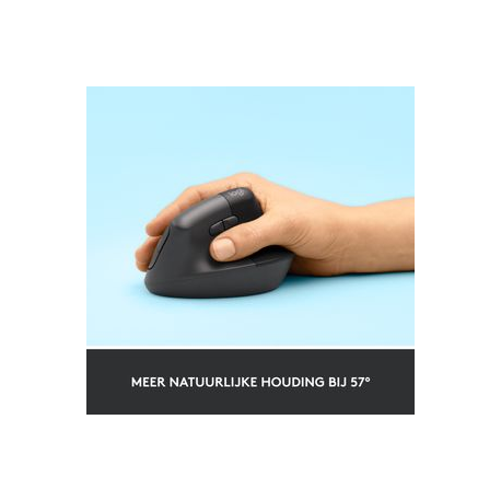 Logitech Lift Vertical Ergonomic Mouse - Vertical mouse - ergonomic - optical - 6 buttons - wireless - Bluetooth, 2.4 GHz - Logitech Logi Bolt USB receiver - graphite - 2